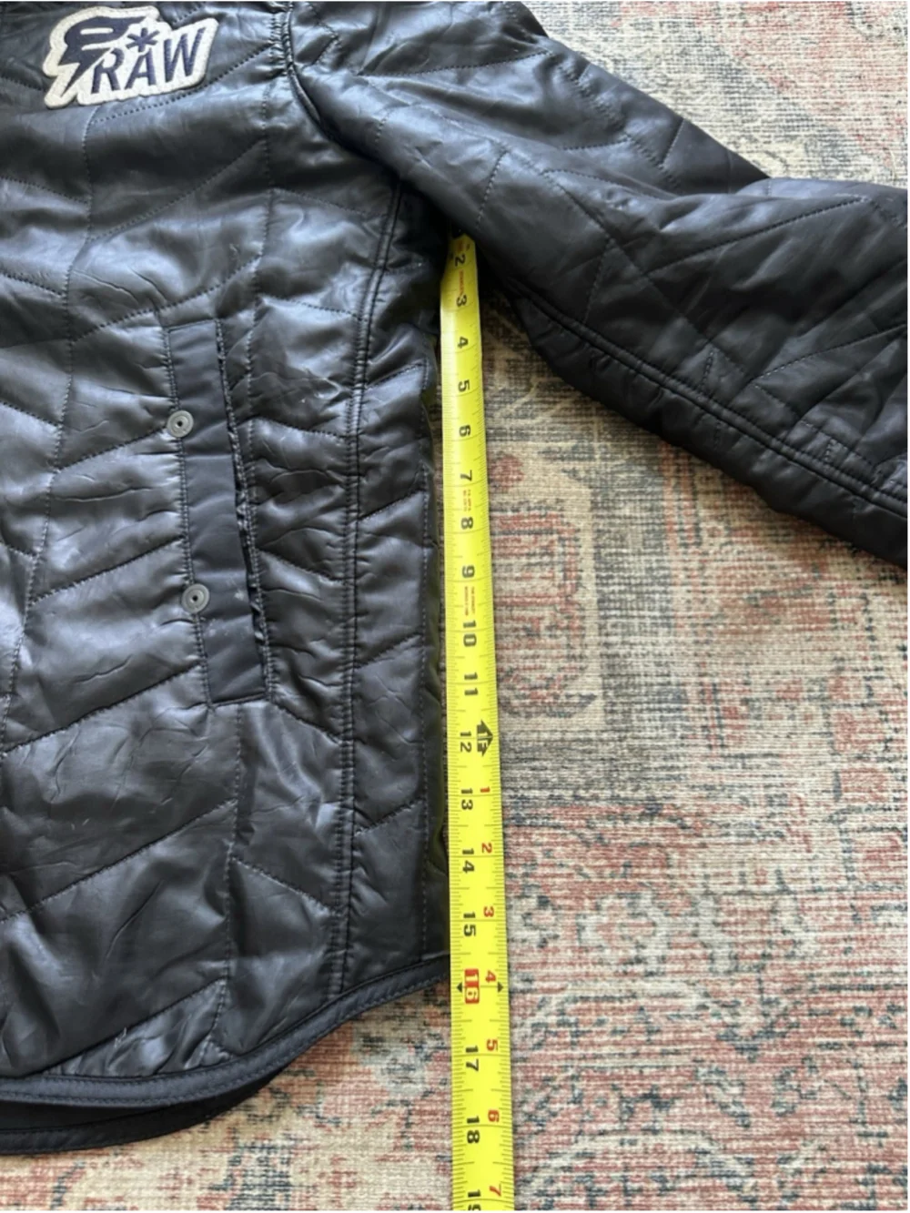 G-STAR RAW Men XL Quilted Jacket Black Chevron Padded Puffer Full Zip Heavy Coat